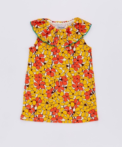 Ocean&Ground（オーシャン&グラウンド）の「ﾚﾄﾛﾊﾟﾀｰﾝﾌﾘﾙｶﾗｰﾜﾝﾋﾟｰｽ（ワンピース・キッズ・パープル/グリーン/イエロー・120/110/100/90/140/130）」の14枚目の写真