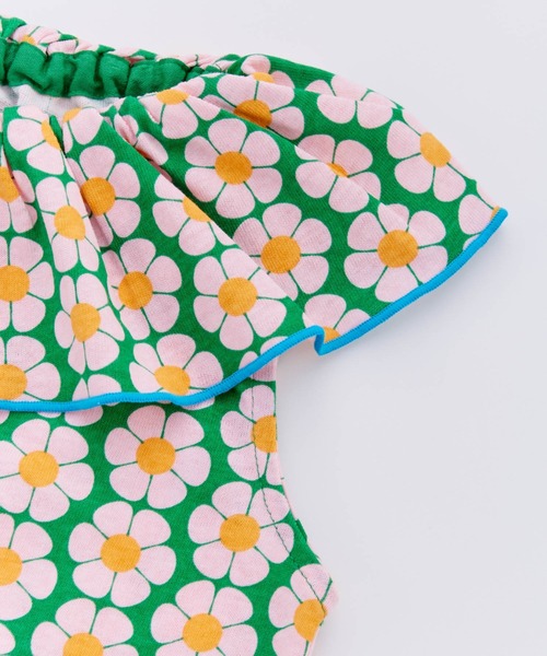 Ocean&Ground（オーシャン&グラウンド）の「ﾚﾄﾛﾊﾟﾀｰﾝﾌﾘﾙｶﾗｰﾜﾝﾋﾟｰｽ（ワンピース・キッズ・パープル/グリーン/イエロー・120/110/100/90/140/130）」の5枚目の写真