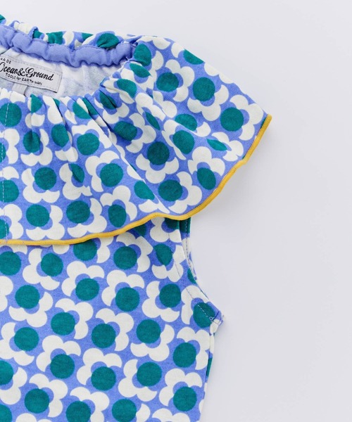 Ocean&Ground（オーシャン&グラウンド）の「ﾚﾄﾛﾊﾟﾀｰﾝﾌﾘﾙｶﾗｰﾜﾝﾋﾟｰｽ（ワンピース・キッズ・パープル/グリーン/イエロー・120/110/100/90/140/130）」の6枚目の写真