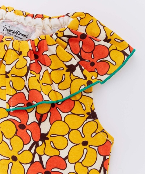 Ocean&Ground（オーシャン&グラウンド）の「ﾚﾄﾛﾊﾟﾀｰﾝﾌﾘﾙｶﾗｰﾜﾝﾋﾟｰｽ（ワンピース・キッズ・パープル/グリーン/イエロー・120/110/100/90/140/130）」の7枚目の写真