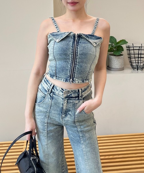 SPIRALGIRL(スパイラルガール)の「デニムビスチェセットアップ(セットアップ・レディース・ブルー/ブラック・SMALL/MEDIUM)」の6枚目の写真
