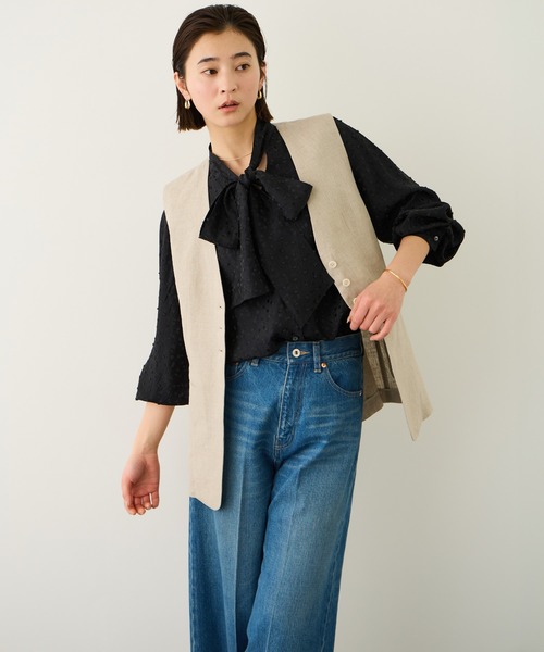 ROPE'（ロペ）の「2WAYドットジャガードボウタイブラウス/イージーケア（シャツ/ブラウス・レディース・ブラック/オフホワイト・FREE）」の10枚目の写真