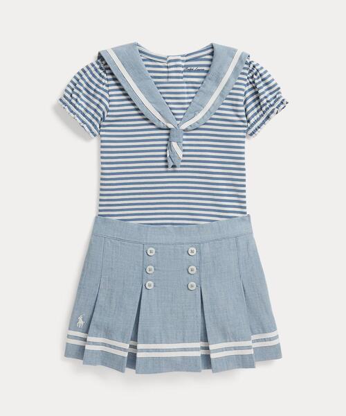 ジャージー セーラー トップス & シャンブレー スカート