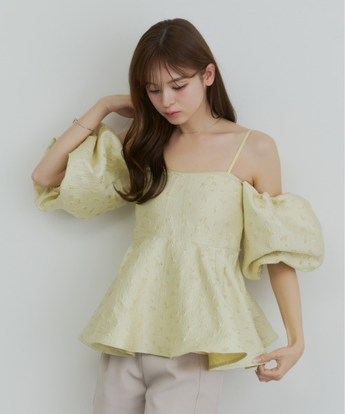 Olu.(オルドット)の「フラワージャガードペプラムビスチェ(シャツ/ブラウス・レディース・イエロー/ホワイト/ブルー・FREE)」の10枚目の写真