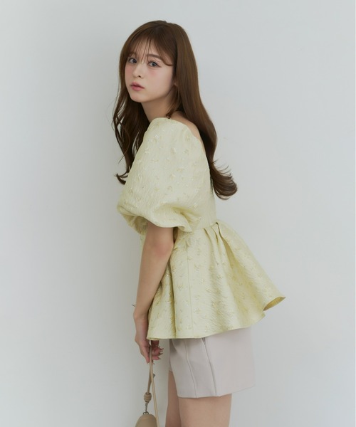 Olu.(オルドット)の「フラワージャガードペプラムビスチェ(シャツ/ブラウス・レディース・イエロー/ホワイト/ブルー・FREE)」の17枚目の写真