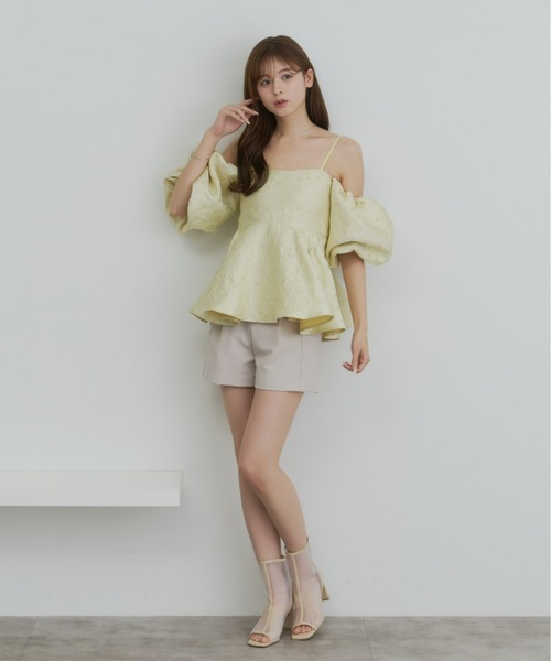 Olu.(オルドット)の「フラワージャガードペプラムビスチェ(シャツ/ブラウス・レディース・イエロー/ホワイト/ブルー・FREE)」の15枚目の写真