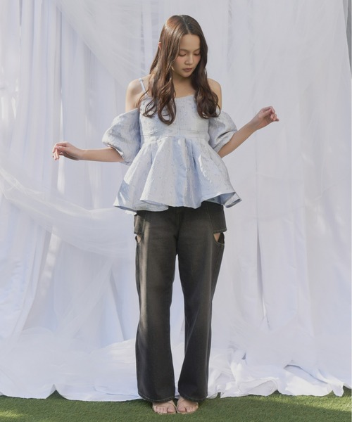 Olu.(オルドット)の「フラワージャガードペプラムビスチェ(シャツ/ブラウス・レディース・イエロー/ホワイト/ブルー・FREE)」の7枚目の写真