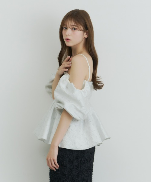 Olu.(オルドット)の「フラワージャガードペプラムビスチェ(シャツ/ブラウス・レディース・イエロー/ホワイト/ブルー・FREE)」の20枚目の写真