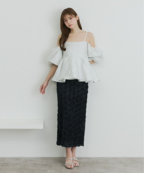 Olu.(オルドット)の「フラワージャガードペプラムビスチェ(シャツ/ブラウス・レディース・イエロー/ホワイト/ブルー・FREE)」の21枚目の写真