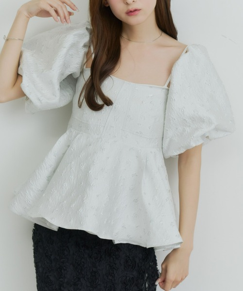 Olu.(オルドット)の「フラワージャガードペプラムビスチェ(シャツ/ブラウス・レディース・イエロー/ホワイト/ブルー・FREE)」の22枚目の写真