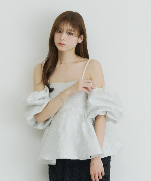 Olu.(オルドット)の「フラワージャガードペプラムビスチェ(シャツ/ブラウス・レディース・イエロー/ホワイト/ブルー・FREE)」の18枚目の写真