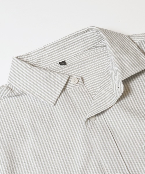 coca(coca)(コカ)の「シアサッカーストライプ長袖シャツ(シャツ/ブラウス・メンズ・ネイビー/カーキ・XL/L/M)」の14枚目の写真