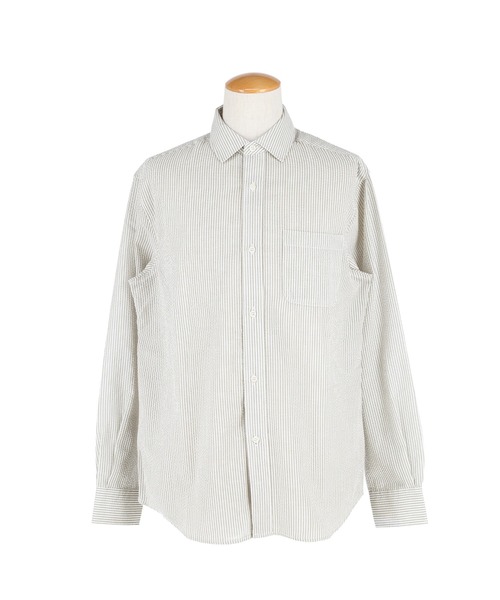coca(coca)(コカ)の「シアサッカーストライプ長袖シャツ(シャツ/ブラウス・メンズ・ネイビー/カーキ・XL/L/M)」の18枚目の写真