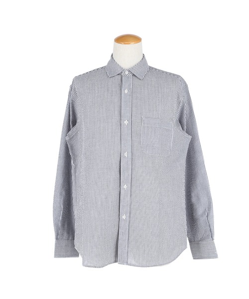 coca(coca)(コカ)の「シアサッカーストライプ長袖シャツ(シャツ/ブラウス・メンズ・ネイビー/カーキ・XL/L/M)」の19枚目の写真