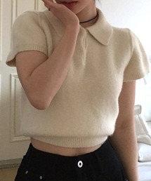 Vipoa（ヴィポア）の「コンパクトパフスリーブポロニット（ニット/セーター）」