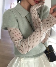 Vipoa（ヴィポア）の「コンパクトパフスリーブポロニット（ニット/セーター）」