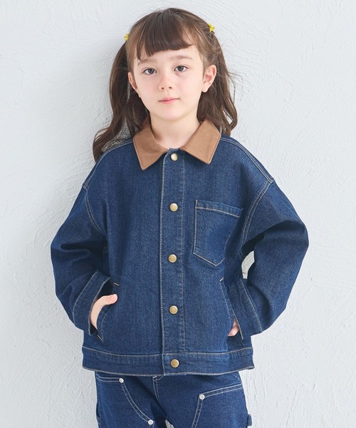 pairmanon（ペアマノン）の「ユニセックス タグ付き カバーオール デニムジャケット（デニムジャケット・キッズ・ライトブルー/インディゴブルー・100/110/120/130/140/150/90）」の2枚目の写真