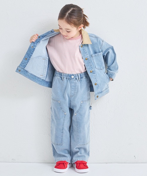 pairmanon（ペアマノン）の「ユニセックス タグ付き カバーオール デニムジャケット（デニムジャケット・キッズ・ライトブルー/インディゴブルー・100/110/120/130/140/150/90）」の8枚目の写真