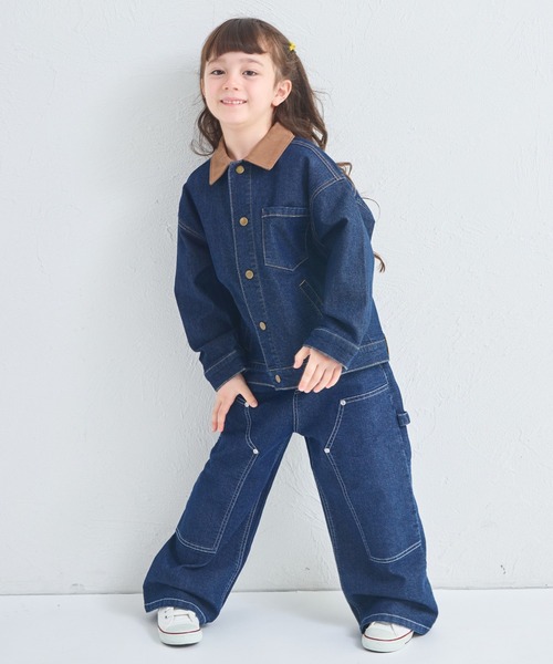 pairmanon（ペアマノン）の「ユニセックス タグ付き カバーオール デニムジャケット（デニムジャケット・キッズ・ライトブルー/インディゴブルー・100/110/120/130/140/150/90）」の16枚目の写真