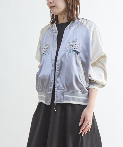 CONVERSE TOKYO(コンバーストウキョウ)の「SATIN SHORT SOUVENIR JACKET(スカジャン・レディース・グレー/ブラウン系その他/ピンク・FREE)」の10枚目の写真
