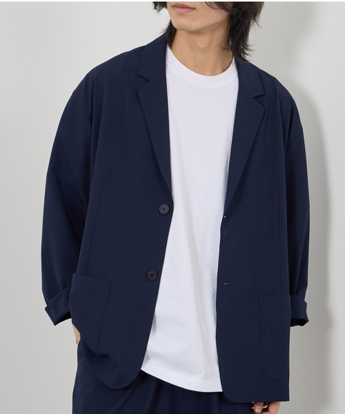 URBAN COLLECTION(アーバンコレクション)の「URBANCOLLECTION ポリリップストップ テーラードジャケット&イージーパンツ セットアップ(セットアップ・メンズ・ブラック/ネイビー・XL/L/M)」の15枚目の写真