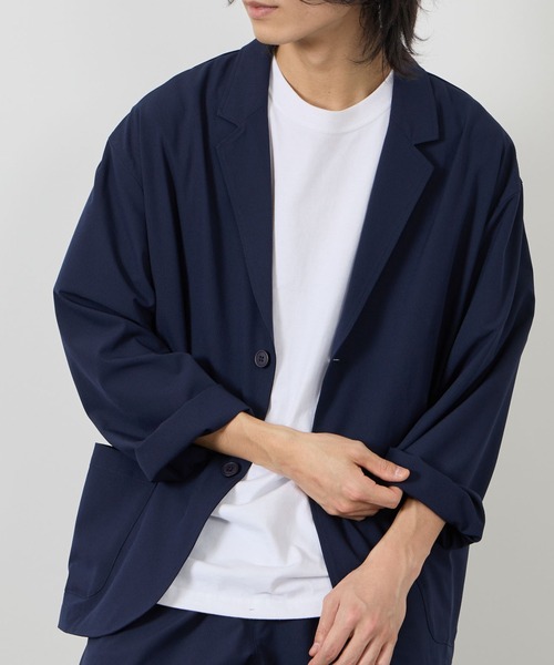 URBAN COLLECTION(アーバンコレクション)の「URBANCOLLECTION ポリリップストップ テーラードジャケット&イージーパンツ セットアップ(セットアップ・メンズ・ブラック/ネイビー・XL/L/M)」の16枚目の写真