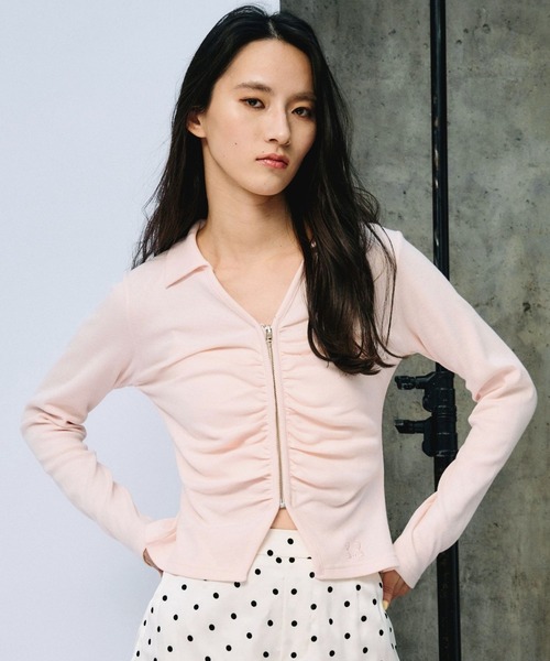 3.3 Field Trip （3.3フィールドトリップ）の「3.3 Field Trip／フロントシャーリングジップロングスリーブ（Tシャツ/カットソー・レディース・ブラック/ピンク/グレー・FREE）」の3枚目の写真