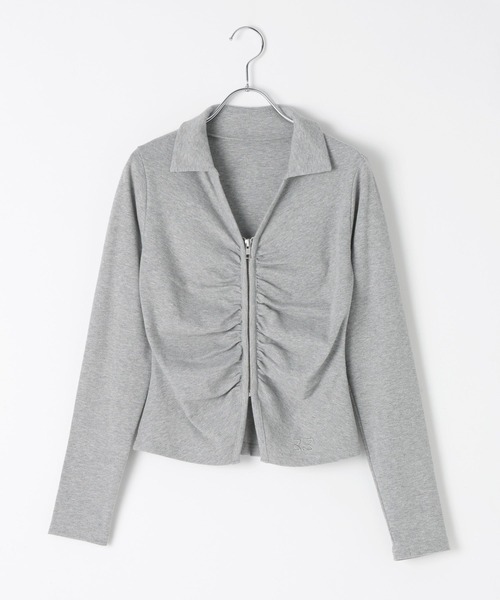 3.3 Field Trip （3.3フィールドトリップ）の「3.3 Field Trip／フロントシャーリングジップロングスリーブ（Tシャツ/カットソー・レディース・ブラック/ピンク/グレー・FREE）」の4枚目の写真