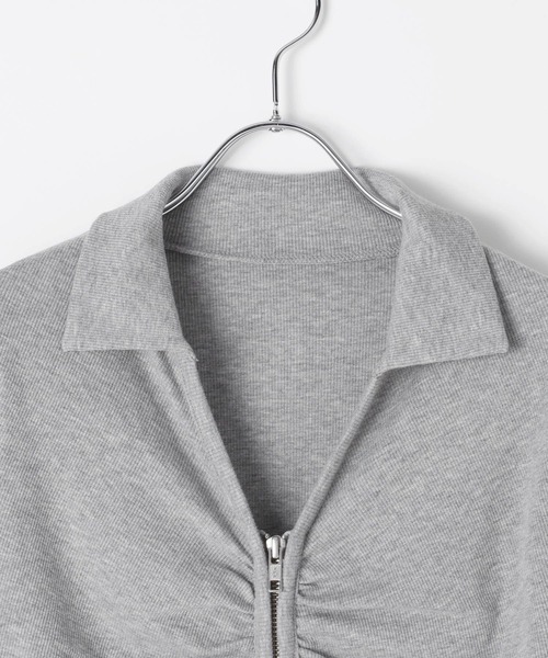 3.3 Field Trip （3.3フィールドトリップ）の「3.3 Field Trip／フロントシャーリングジップロングスリーブ（Tシャツ/カットソー・レディース・ブラック/ピンク/グレー・FREE）」の5枚目の写真