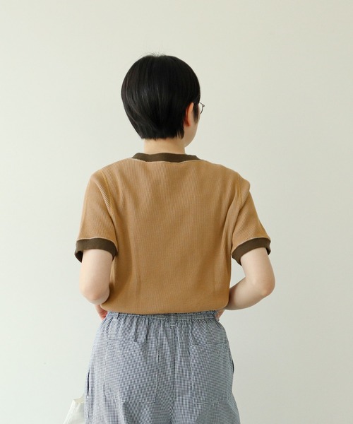 PAR ICI（パーリッシィ）の「タックワッフル 半袖カットソー（Tシャツ/カットソー・レディース・オレンジ・FREE）」の3枚目の写真