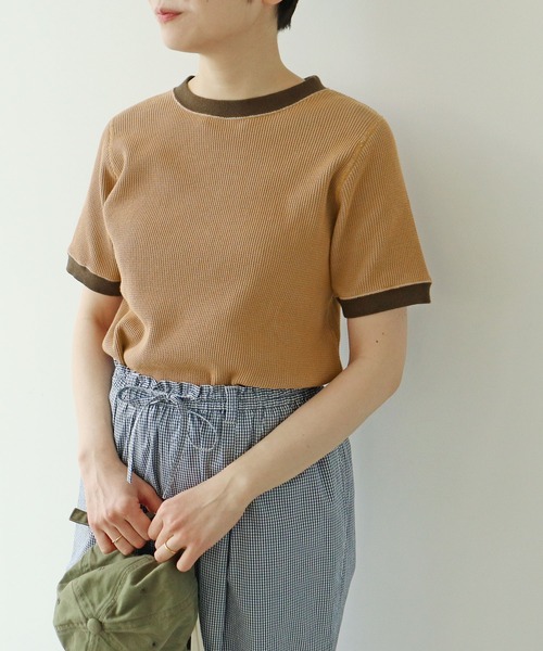 PAR ICI（パーリッシィ）の「タックワッフル 半袖カットソー（Tシャツ/カットソー・レディース・オレンジ・FREE）」の4枚目の写真