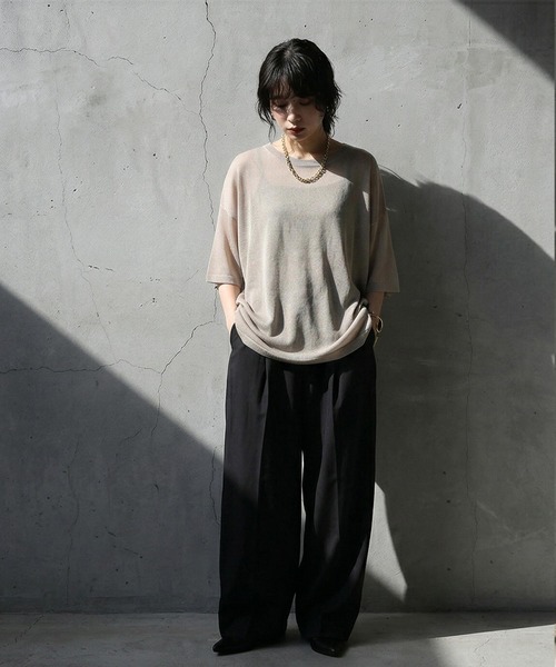 antiqua(アンティカ)の「シアーニット プルオーバー(ニット/セーター・レディース・ブラック/ブラウン系その他/カーキ/ホワイト/ホワイト系その他/ライム/レッド/チャコールグレー/コバルトブルー/ブルー系その他・ONESIZE)」の15枚目の写真