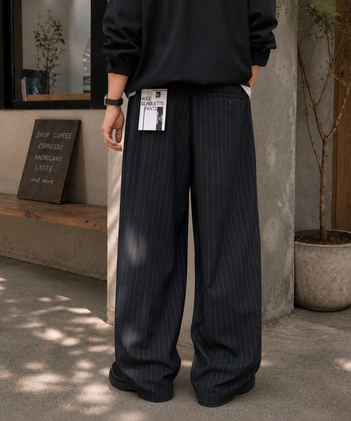 BENDER TOKYO(ベンダートウキョウ)の「ストライプ チェック 1タック イージー ワイドスラックス【UNISEX】(スラックス・メンズ・ブラック/ブラック系その他/チャコールグレー/ブラウン・M/L)」の11枚目の写真
