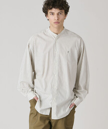 GYMPHLEX | Gymphlex | タイプライター バンドカラー 長袖シャツ STRIPE MEN(シャツ/ブラウス)