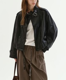 Fano Studios（ファノ ストゥディオズ）の「ダブルブレスト ダメージ加工 フェイクレザージャケット FC26W059【Fano Studios】【2026SS】（ライダースジャケット）」