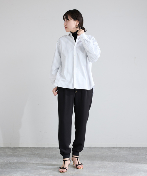 IENA(イエナ)の「《追加/洗濯機洗い可》イージージョガーパンツ(スウェットパンツ・レディース・ブラック/ホワイト・38/36)」の3枚目の写真