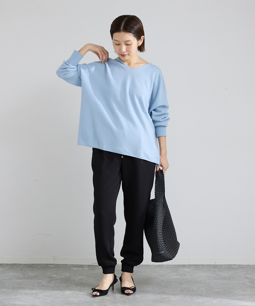 IENA(イエナ)の「《追加/洗濯機洗い可》イージージョガーパンツ(スウェットパンツ・レディース・ブラック/ホワイト・38/36)」の5枚目の写真