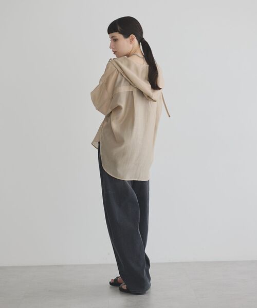 GARAGE OF GOOD CLOTHING（ガレージオブグッドクロージング）の「シアーフーディーシャツ（シャツ/ブラウス・レディース・ベージュ/ブラック・FREE）」の8枚目の写真