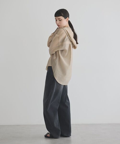 GARAGE OF GOOD CLOTHING（ガレージオブグッドクロージング）の「シアーフーディーシャツ（シャツ/ブラウス・レディース・ベージュ/ブラック・FREE）」の10枚目の写真