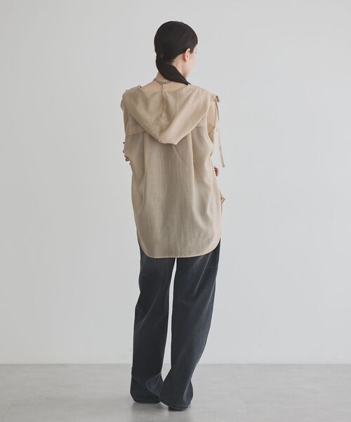 GARAGE OF GOOD CLOTHING（ガレージオブグッドクロージング）の「シアーフーディーシャツ（シャツ/ブラウス・レディース・ベージュ/ブラック・FREE）」の11枚目の写真