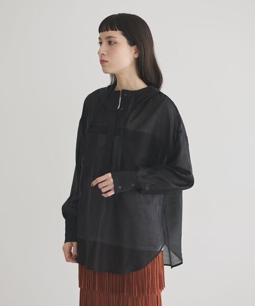 GARAGE OF GOOD CLOTHING（ガレージオブグッドクロージング）の「シアーフーディーシャツ（シャツ/ブラウス・レディース・ベージュ/ブラック・FREE）」の12枚目の写真