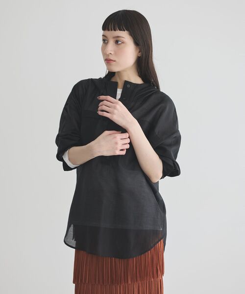 GARAGE OF GOOD CLOTHING（ガレージオブグッドクロージング）の「シアーフーディーシャツ（シャツ/ブラウス・レディース・ベージュ/ブラック・FREE）」の16枚目の写真