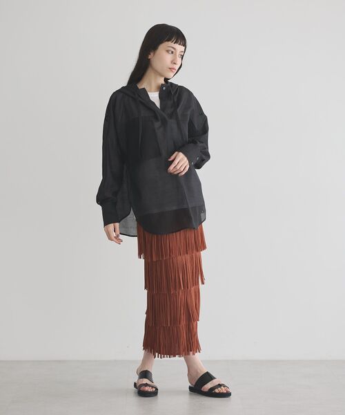 GARAGE OF GOOD CLOTHING（ガレージオブグッドクロージング）の「シアーフーディーシャツ（シャツ/ブラウス・レディース・ベージュ/ブラック・FREE）」の19枚目の写真