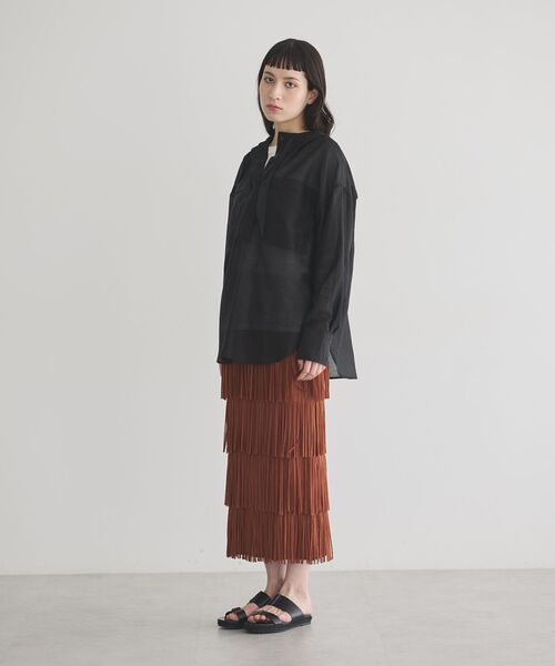 GARAGE OF GOOD CLOTHING（ガレージオブグッドクロージング）の「シアーフーディーシャツ（シャツ/ブラウス・レディース・ベージュ/ブラック・FREE）」の20枚目の写真