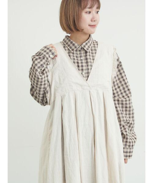 Samansa Mos2（サマンサ モスモス）の「ポコポコチェックオーバーシャツ（シャツ/ブラウス・レディース・ブルー/ベージュ/ピンク・F）」の11枚目の写真