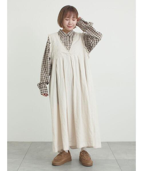 Samansa Mos2（サマンサ モスモス）の「ポコポコチェックオーバーシャツ（シャツ/ブラウス・レディース・ブルー/ベージュ/ピンク・F）」の12枚目の写真