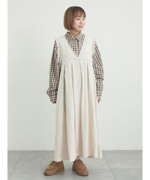 Samansa Mos2（サマンサ モスモス）の「ポコポコチェックオーバーシャツ（シャツ/ブラウス・レディース・ブルー/ベージュ/ピンク・F）」の13枚目の写真