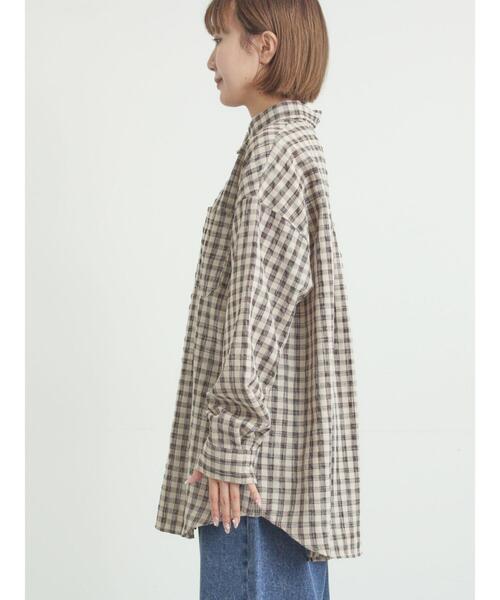 Samansa Mos2（サマンサ モスモス）の「ポコポコチェックオーバーシャツ（シャツ/ブラウス・レディース・ブルー/ベージュ/ピンク・F）」の15枚目の写真