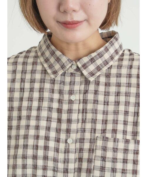 Samansa Mos2（サマンサ モスモス）の「ポコポコチェックオーバーシャツ（シャツ/ブラウス・レディース・ブルー/ベージュ/ピンク・F）」の17枚目の写真