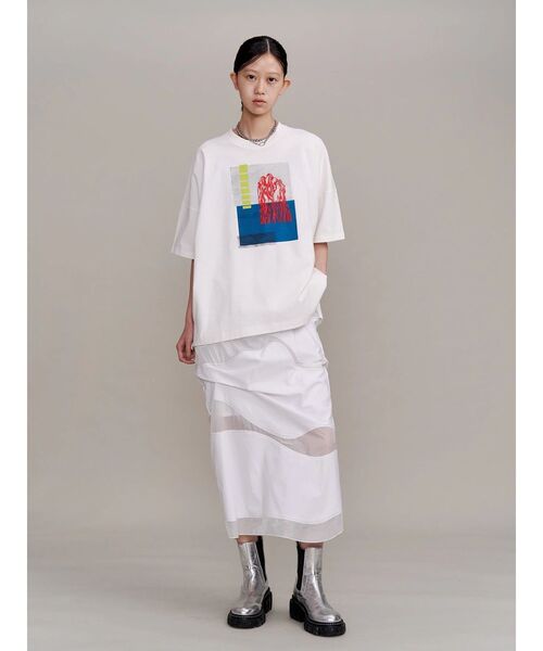 UN3D.（アンスリード）の「STRATUM GRAPHIC T-SH / ストレイタムグラフィックティーシャツ（Tシャツ/カットソー・レディース・ブラック/ホワイト・38/44）」の7枚目の写真